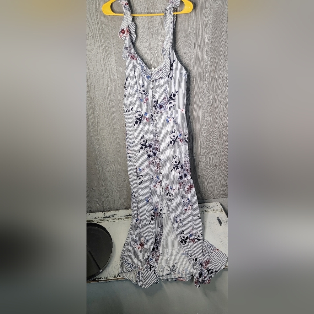 Maurice's blue and white striped button-down sleeveless maxi dress size large